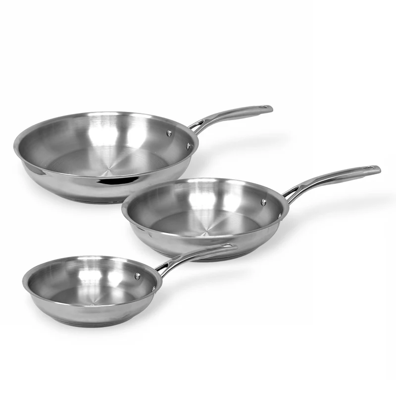 3-teiliges Set Bratpfanne 20+24+28 cm, Edelstahl poliert - Daily Edition | Proline